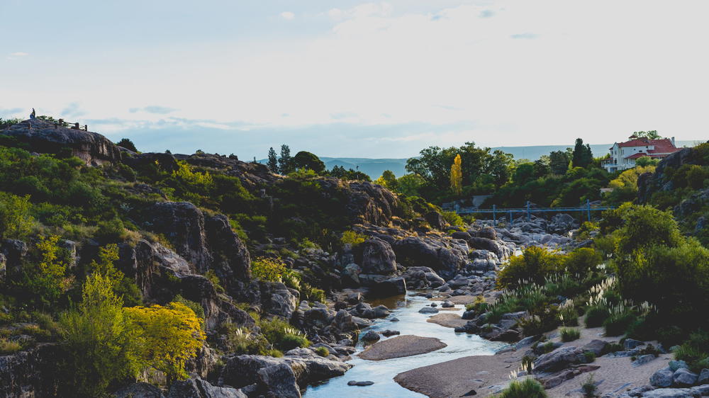 A river running through a rocky area.