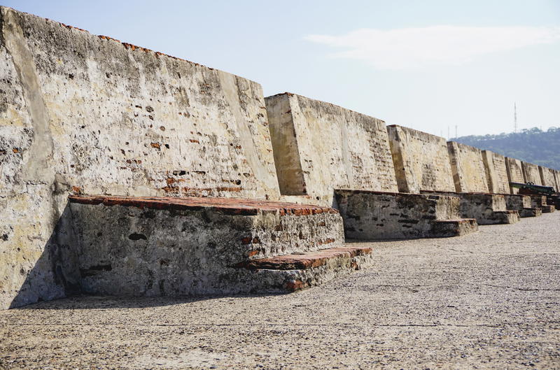 Stone wall in Cartagena Colombia