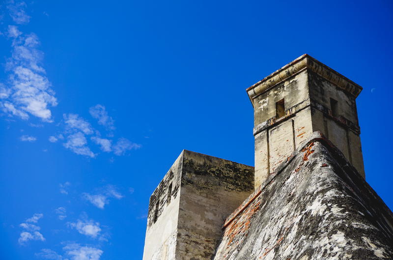 Stone wall in Cartagena Colombia