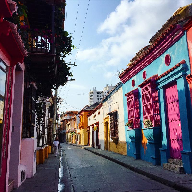 Colorful street of Cartegena Colombia