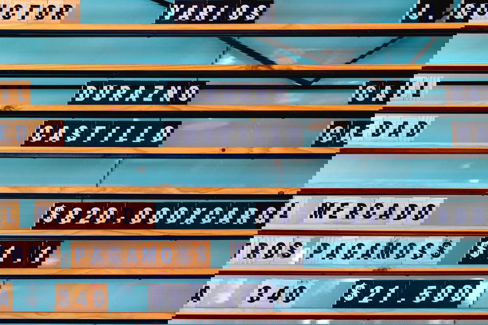 Black and white text along ledges on a coffee shop text board menu with a teal wall