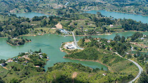 An aerial view of a lake in colombia.