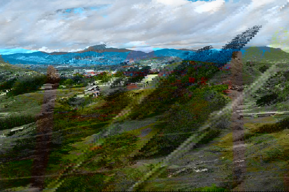 Piedra del Peñol from a distance as seen from a farm in Guatape Colombia