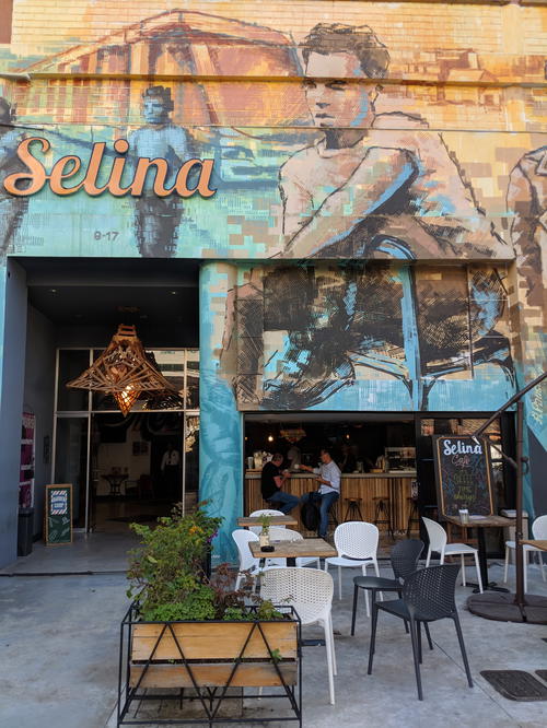 A building with a mural on the side of it