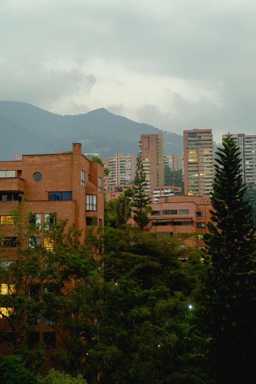 A view of Medellin with mountains in the background