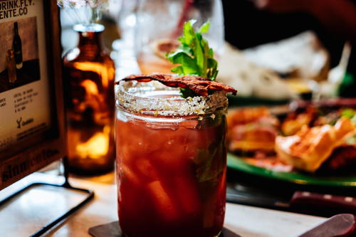 A close up of a drink on a table