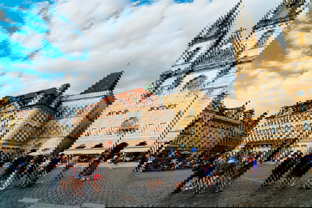 Classic buildings in Prague Old Town Square