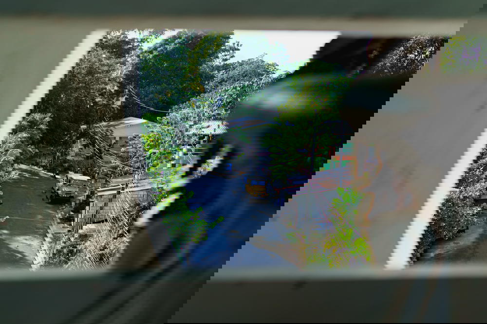 View onto local Dominican streets from the top floors of Castillo Mundo King