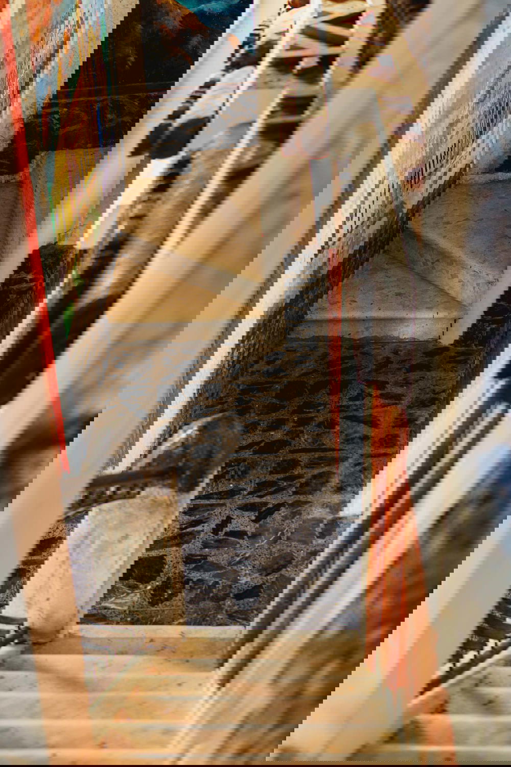 White stone steps in staircases leading to different floors at Castillo Mundo King