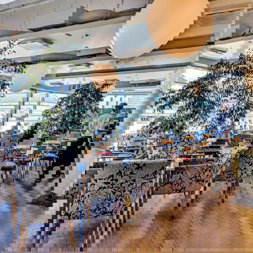 Cafe and restaurant natural light interior at Kohvik Komeet Solaris Mall Sudalinn Tallinn Estonia