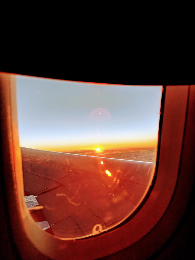 A view out of the window of an airplane.