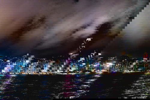 Hong Kong skyline night view.
