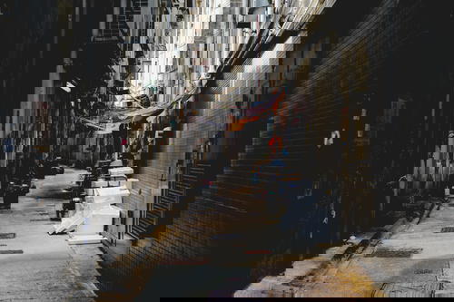 A narrow alleyway in Hong Kong.