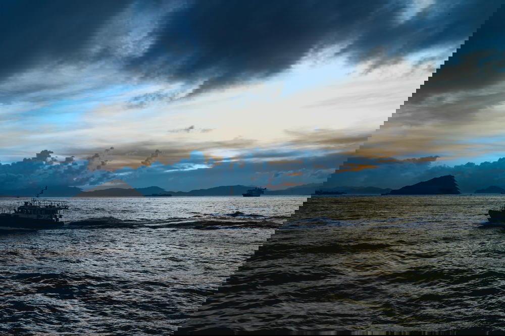 Sunset on the water near Hong Kong