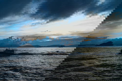 Sunset on the water near Hong Kong