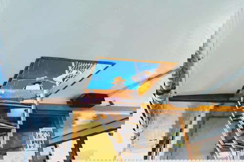 A boat equipped with a ladder.