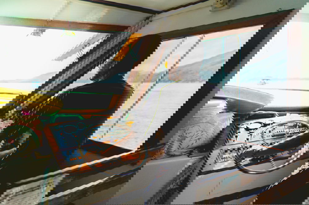 On a boat in Hong Kong