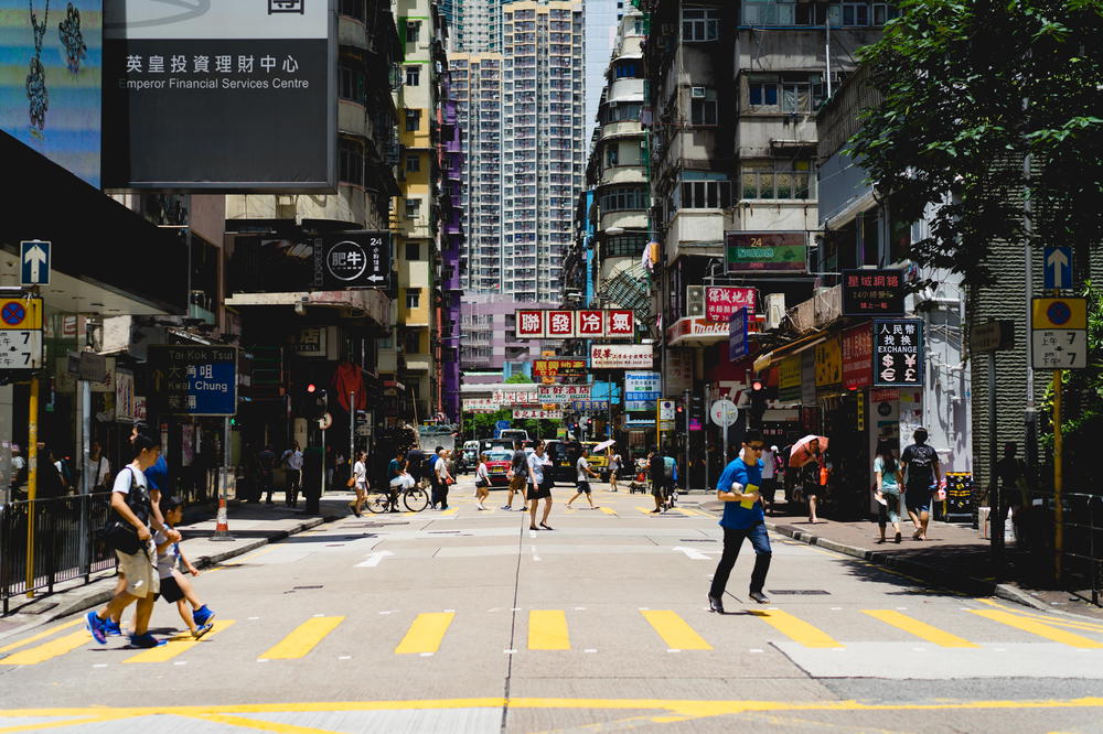 Tall buildings in Hong Kong.