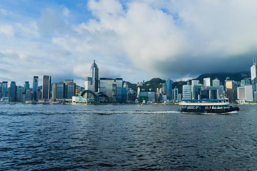 The sky in Hong Kong is cloudy.