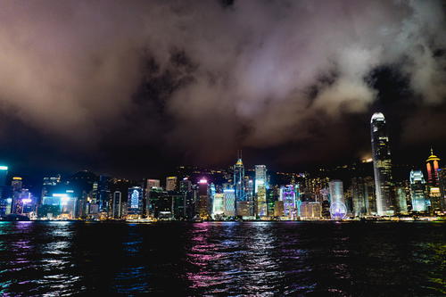 Hong Kong skyline, night.