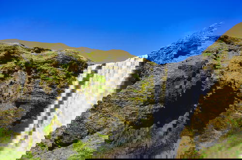 A picturesque waterfall in Iceland.