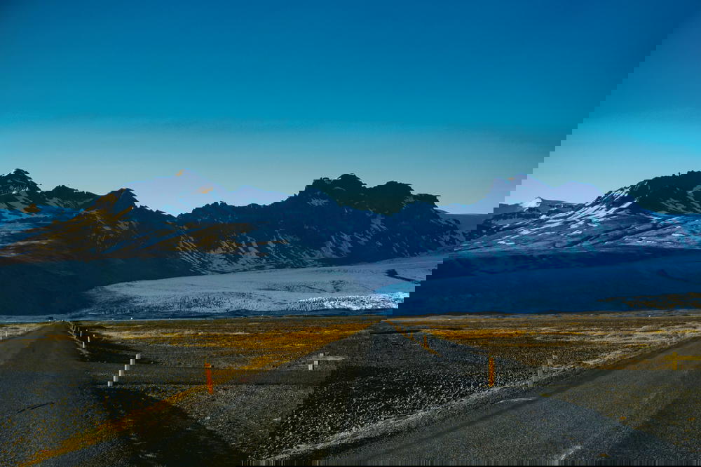A road leading to a glacier in Iceland.