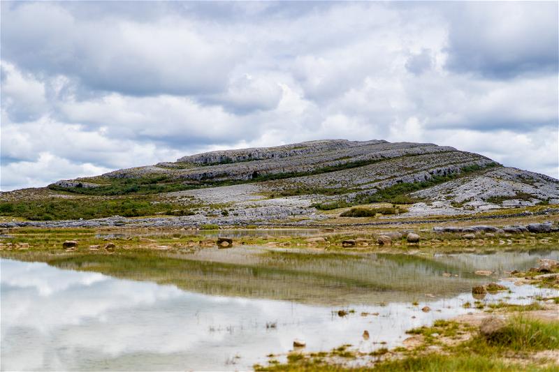 A mountain is reflected in the Wild Atlantic Way.