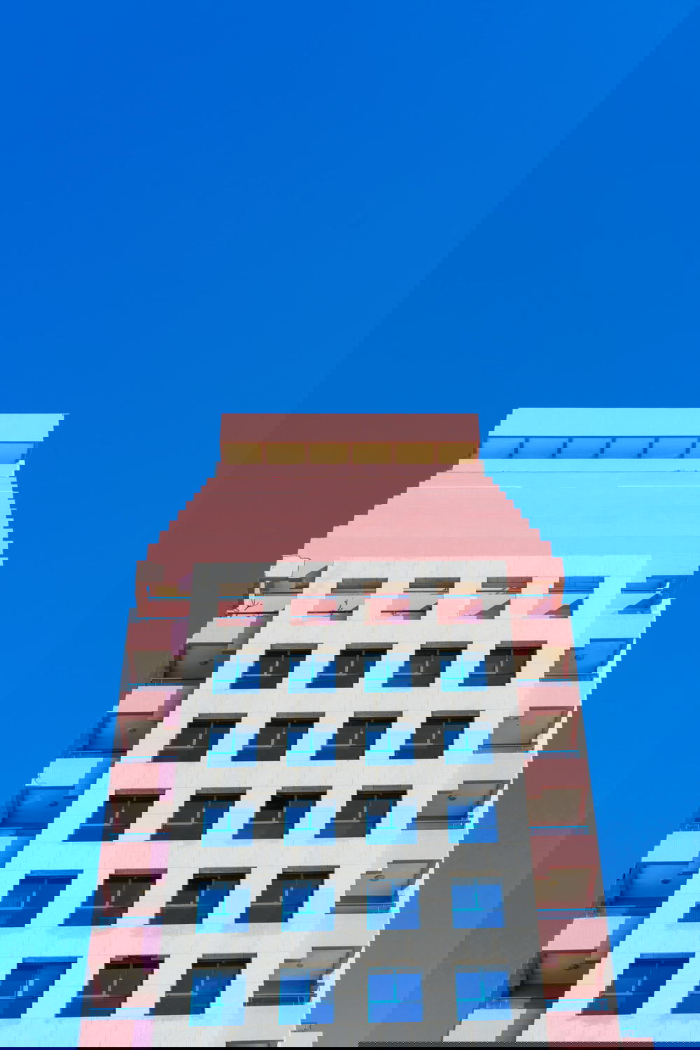 Pink hotel retro building tel aviv beaches in israel