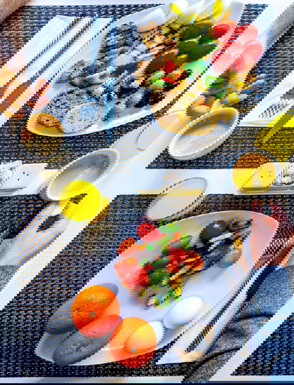 Israeli style hotel buffet breakfast with salads bread eggs fruit savoy hotel tel aviv israel