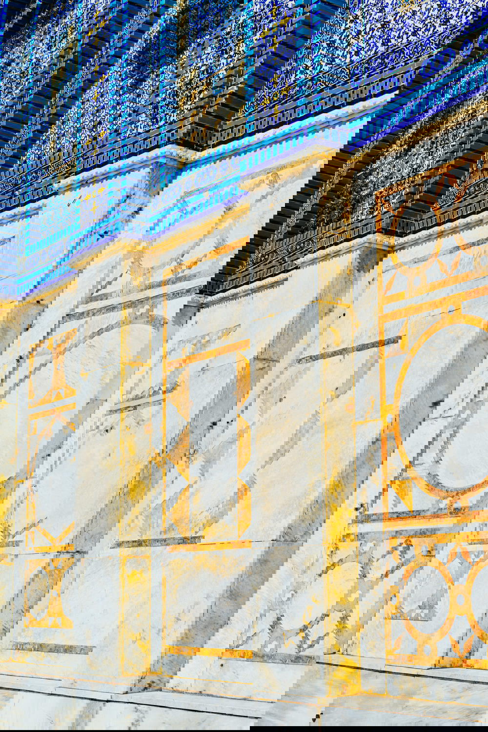 Artistic detail Arabic art in the walls of the Dome of the Rock in Jerusalem Israel