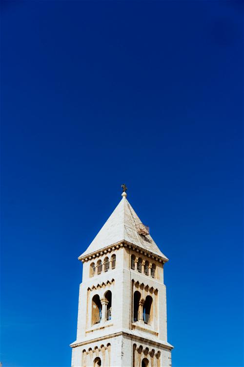 White stone pointed top of a church in the Armenian old quarter of Jerusalem old city