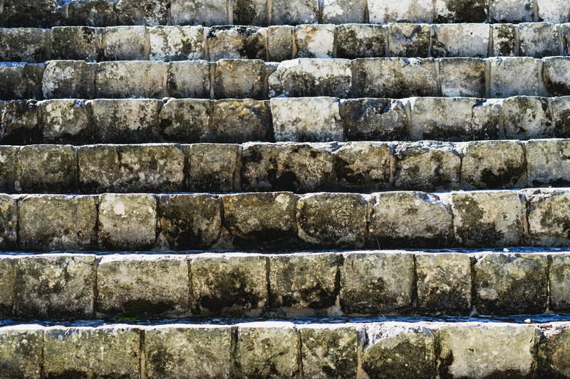 A close up of a set of stone steps at Chichen Itza in Mexico.