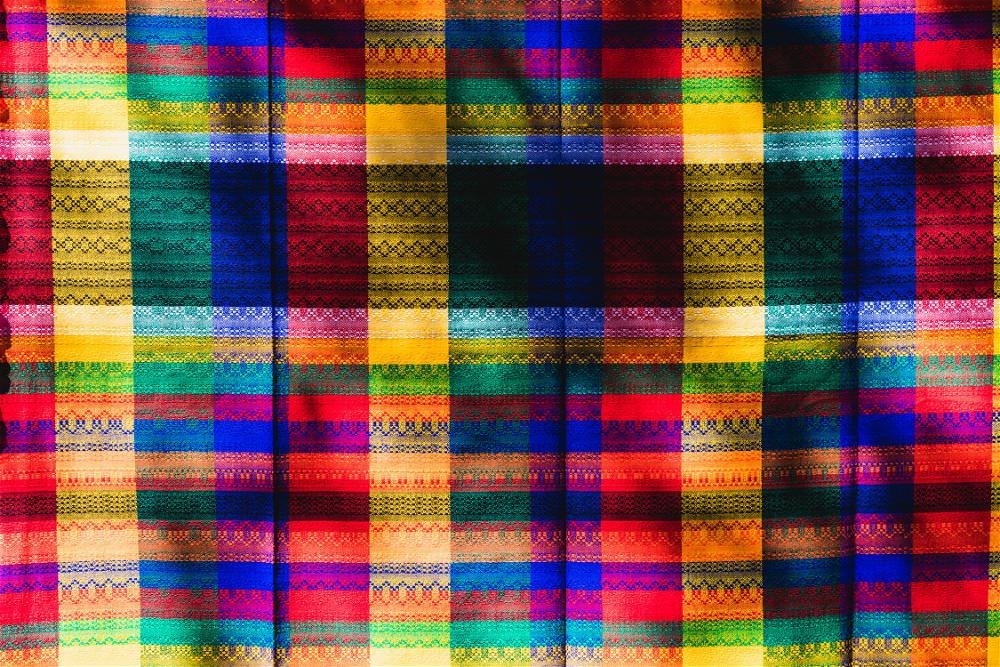A vibrant Mexican textile with a captivating pattern.