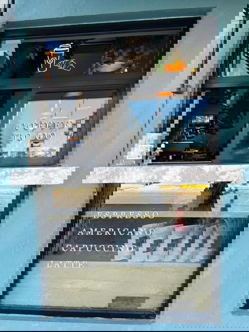 The coffee shop window in Merida, Mexico.