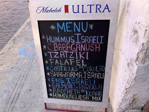 A blackboard menu in Merida, Mexico.