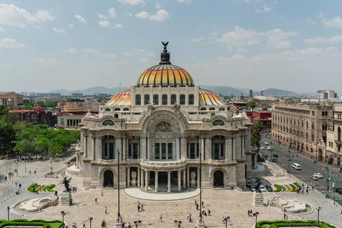 Aerial view of the plaza in Mexico City.