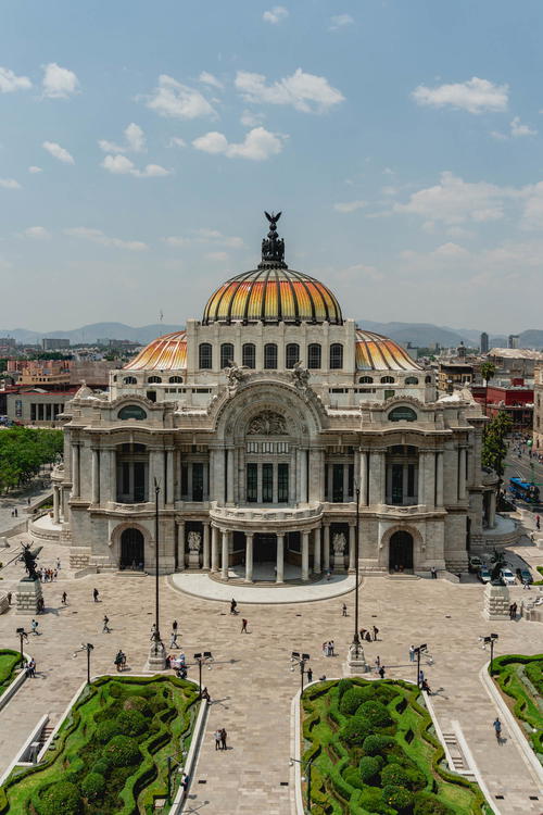 An aerial view of the Mexican opera house in Mexico City.