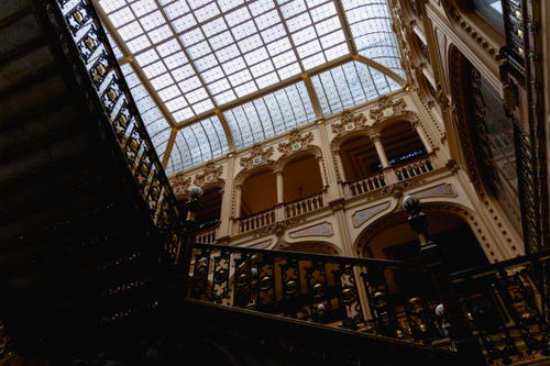 the ceiling of a building