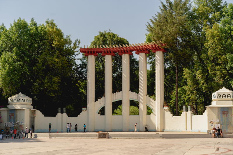 public park in mexico city with a big structure