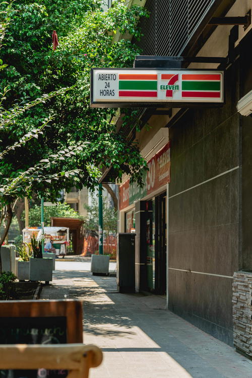 A sidewalk bench in Mexico City.