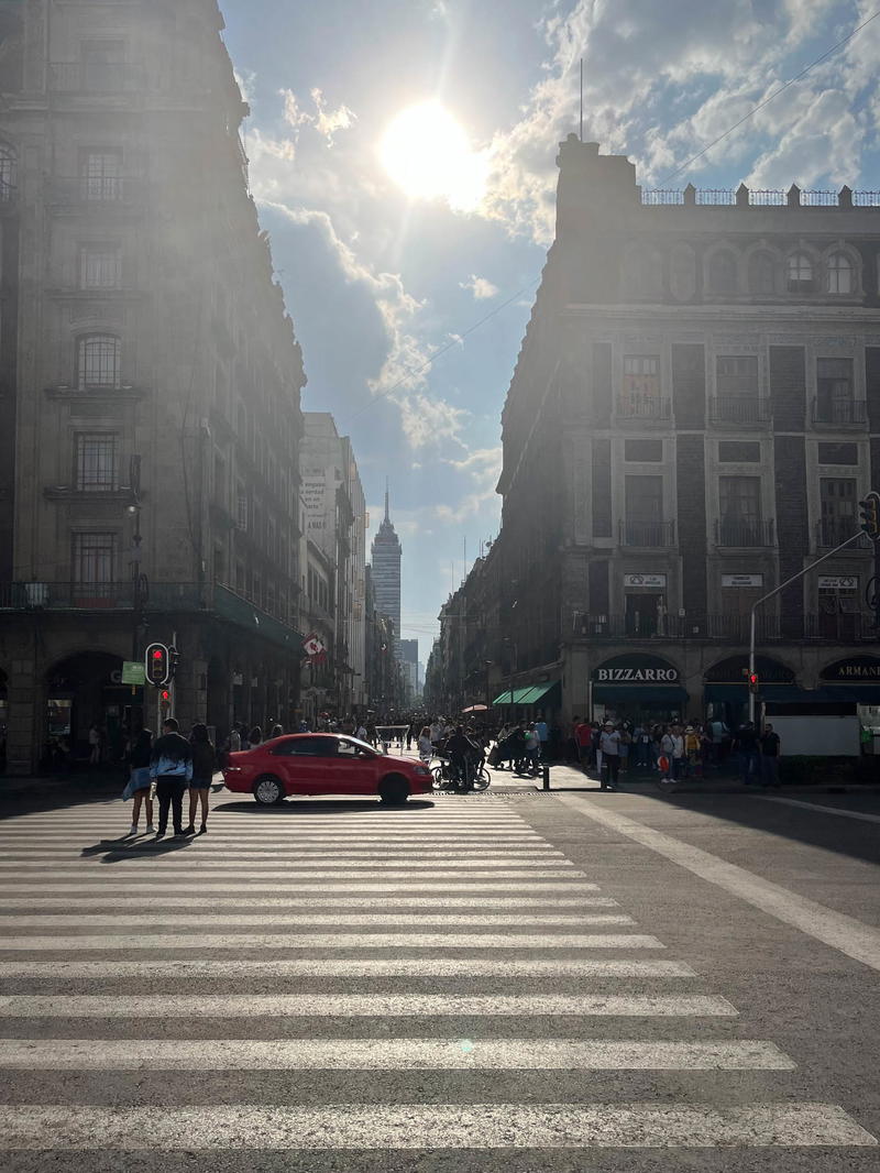 A crosswalk in the heart of Mexico City.