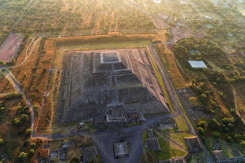 Aerial view of the pyramids near Mexico City in Mexico.
