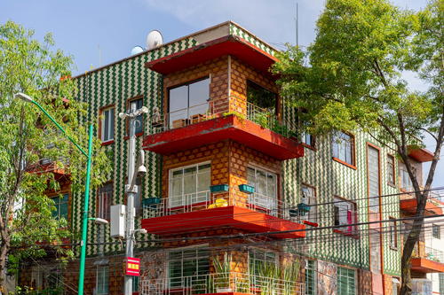 A colorful building in Mexico City.