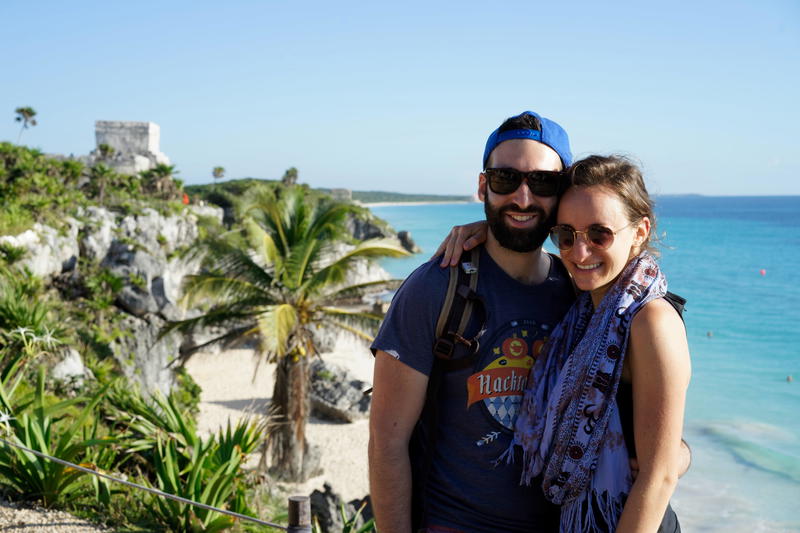 Man and woman at the Tulum Ruins