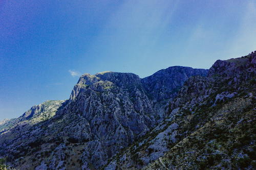 A view of a mountain with a sky background in Budva