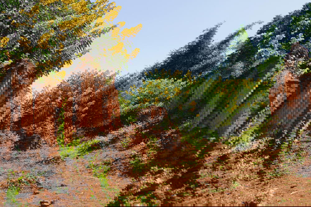 Ancient archaeological architectural area of pagodas at Indein Myanmar