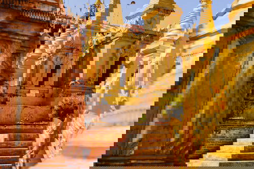 Golden Buddhist temples in Myanmar (Burma).