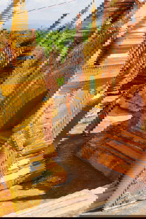 Traveling on a day trip to see Indein Stupas and Pagodas, Inle Lake