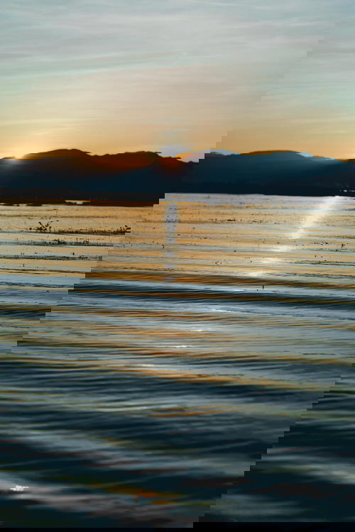 Sunset as seen from boat tour on Inle Lake Myanmar