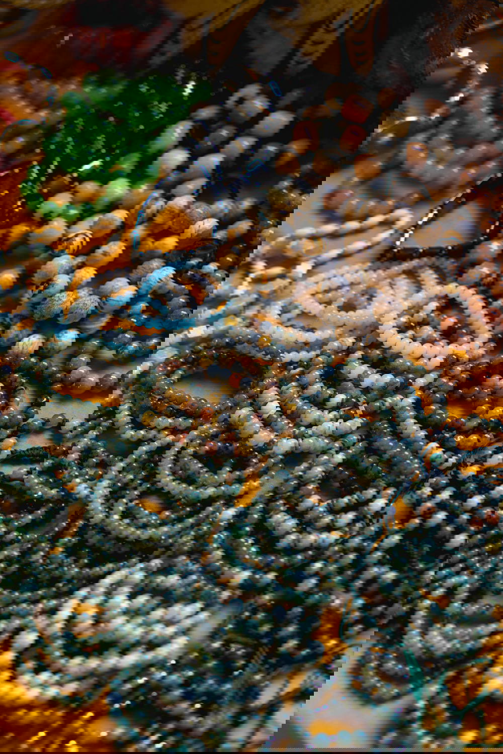 Beaded bracelets for sale at a village market in Indein Myanmar